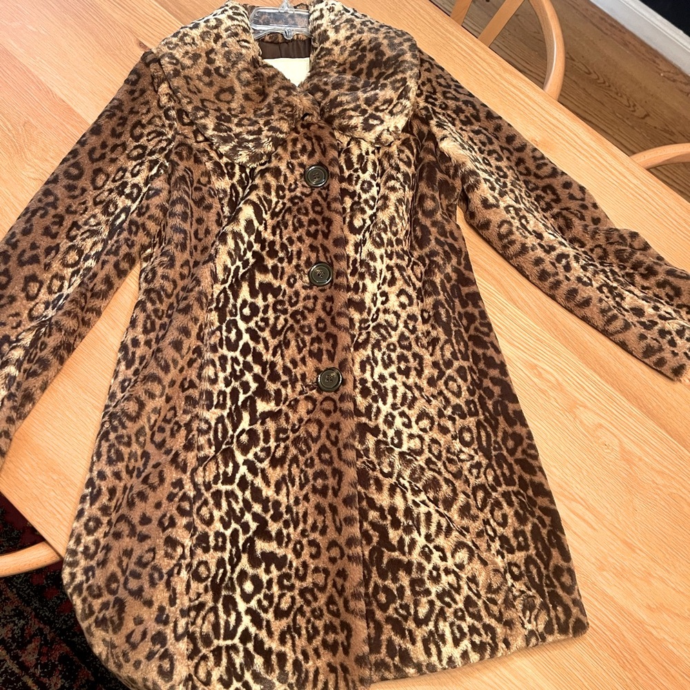 Faux Leopard Peacoat
